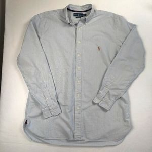 Ralph Lauren Shirt Classic Fit Button-Down Pinstripe Blue White Men’s XLT EUC
